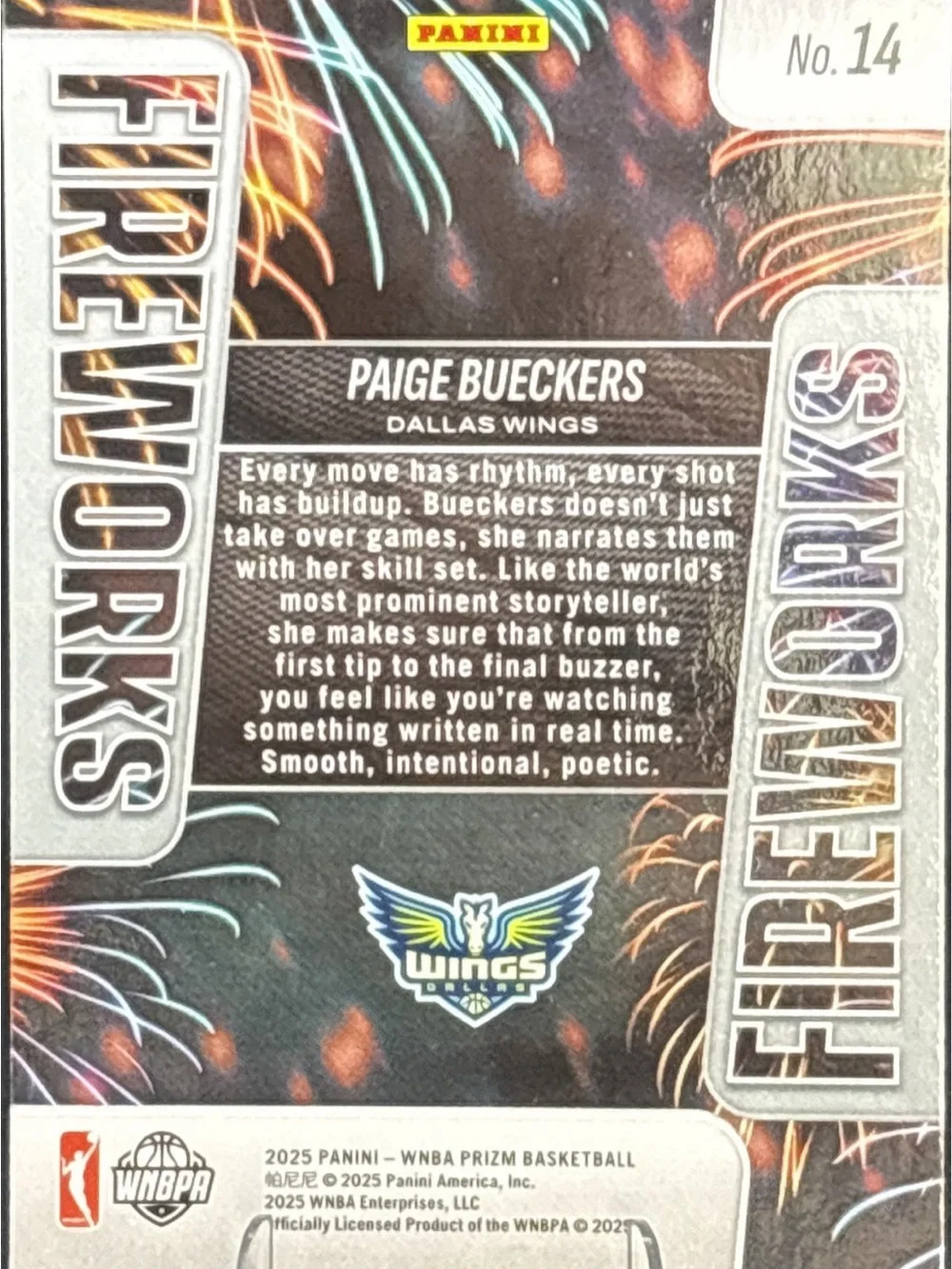 Panini Prizm Paige Bueckers Dallas Wings Rookie Basketball Card - Fireworks